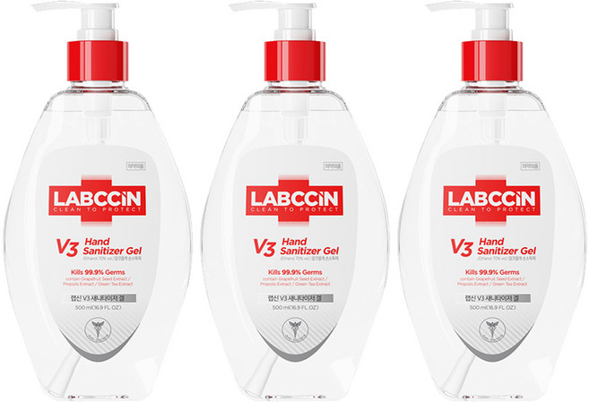 랩신 브이3 새니타이저 겔 손소독제, 500ml, 3개