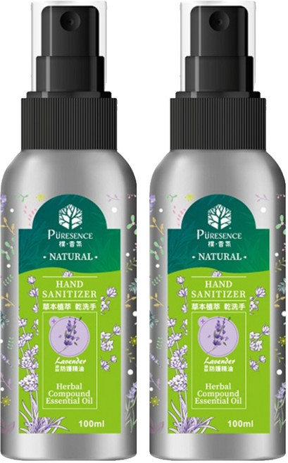 PURESENCE 樸香氛 草本植萃複方精油乾洗手, 100ml, 2瓶