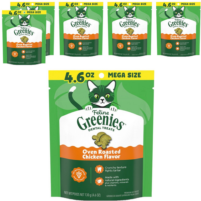 그리니즈 고양이 필라인 덴탈 스낵, 닭고기, 130g, 6개