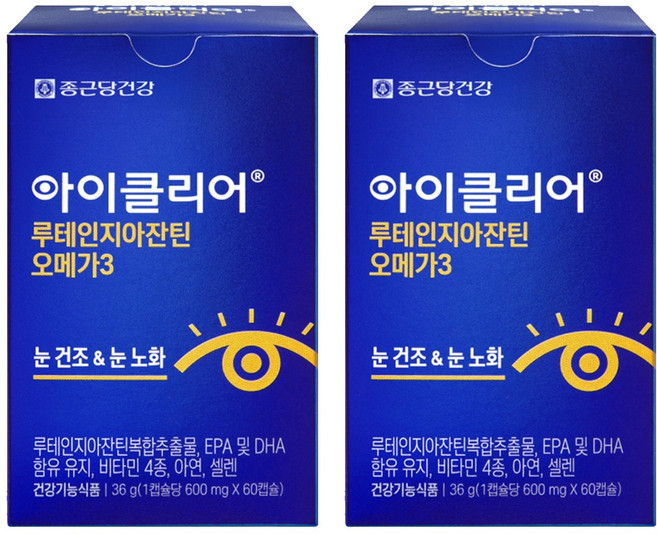아이클리어 루테인 지아잔틴 오메가3, 60정, 2개