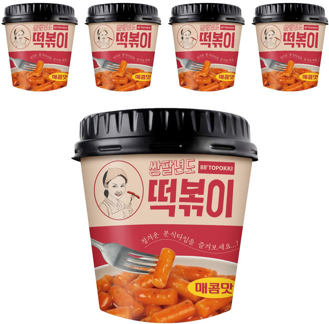 쌍팔년도 컵 떡볶이 매콤맛, 120g, 5개