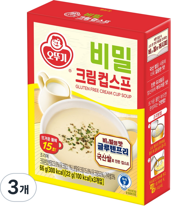 오뚜기 비밀 크림컵스프, 66g, 3개