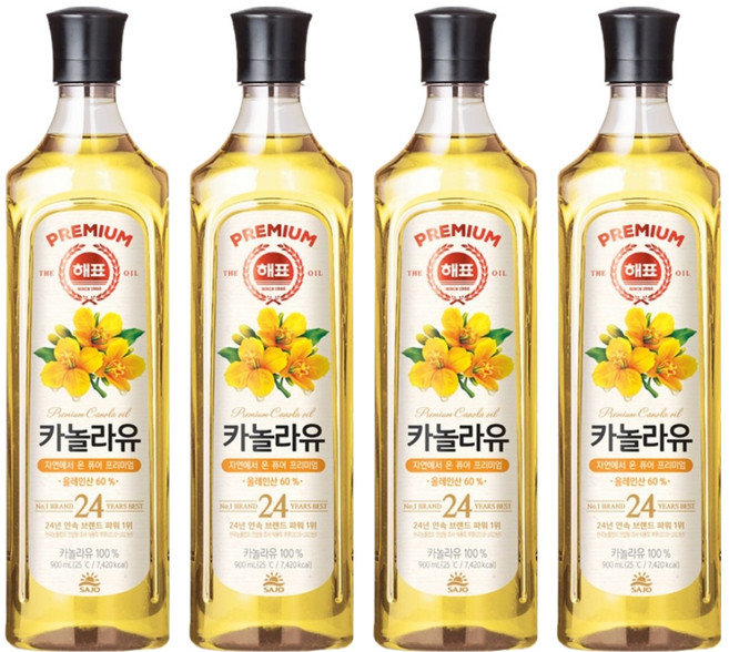 해표 카놀라유, 900ml, 4개