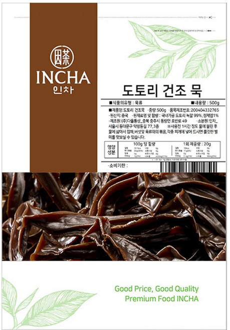 인차 도토리 건조묵, 1개, 500g