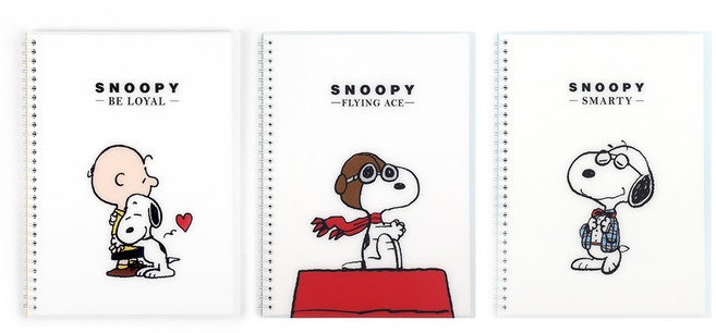 피너츠 스누피 PP 노트 3종 세트, 혼합색상, 1세트