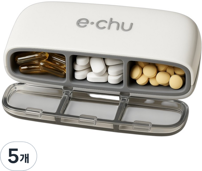 몰앤모어 휴대용 여행용 약통 화이트, 5개