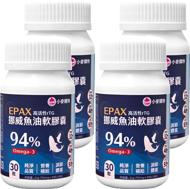 小麥購物 挪威高活性rTG魚油 A111, 700mg, 30顆, 4罐