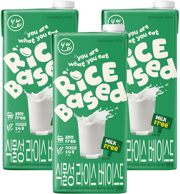 유아왓유잇 YWE 식물성 라이스 베이스드, 3개, 1L