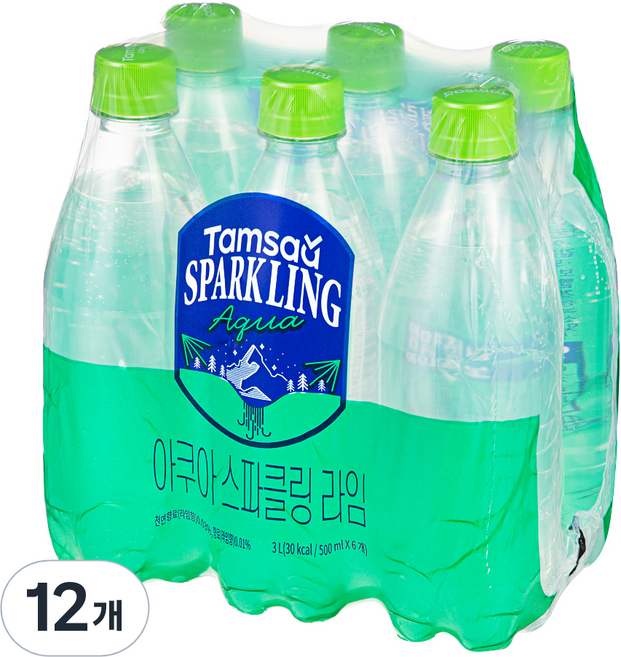 탐사 아쿠아 스파클링 라임 무라벨, 500ml, 12개