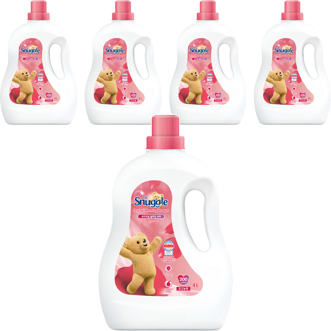 스너글 초고농축 섬유유연제 블루밍 부케 본품, 4L, 5개