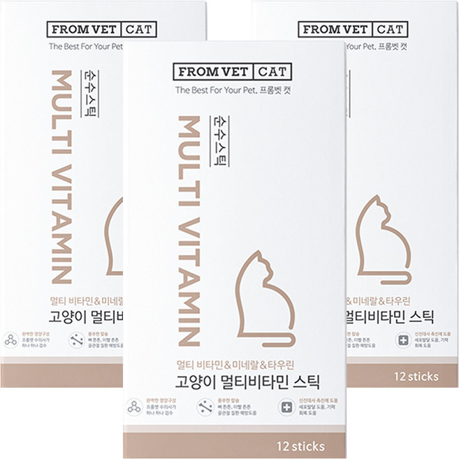 프롬벳 고양이 순수스틱 멀티비타민, 12회분, 종합영양제, 3개
