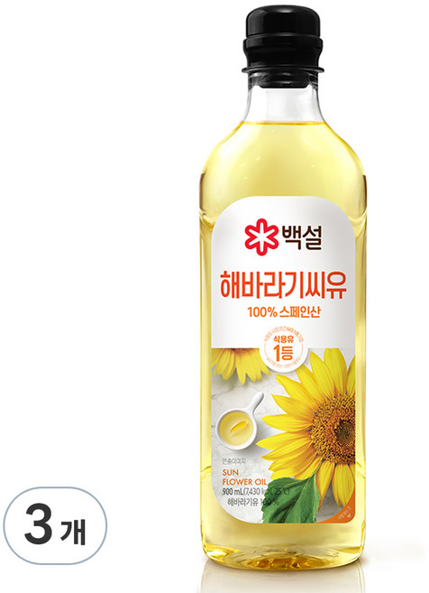 백설 해바라기유, 900ml, 3개