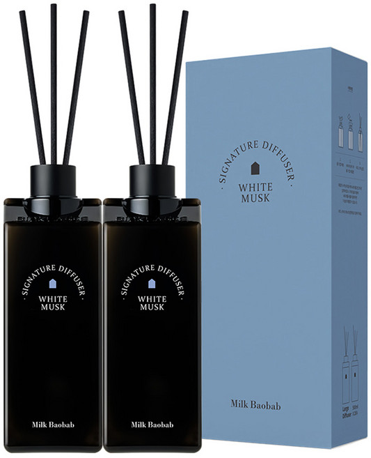 밀크바오밥 시그니처 대용량 디퓨저, 화이트머스크, 500ml, 2개