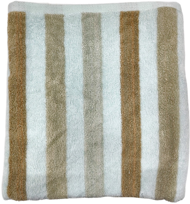 Crocodile 鱷魚 經典風情條紋浴巾 66*137CM 480g 100%棉, 棕色, 1條