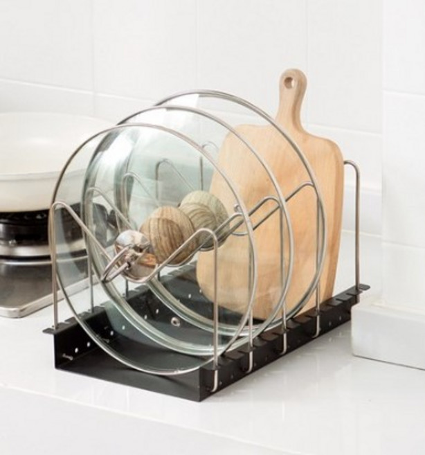 모나코올리브 모노 냄비뚜껑 후라이팬 정리대, 블랙