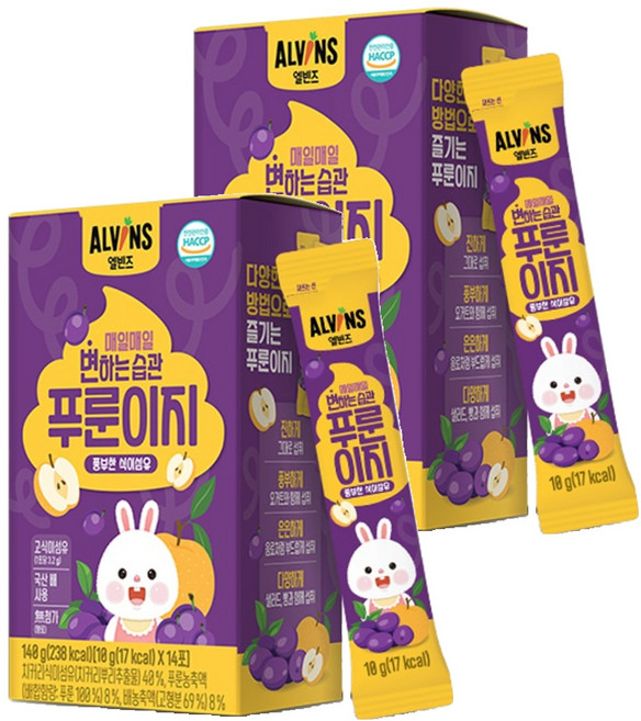 엘빈즈 매일매일 변하는 습관 푸룬이지 14p, 140g, 2개