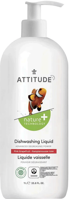 ATTITUDE 艾特優 餐具洗潔精 壓頭 葡萄柚, 1L, 1瓶