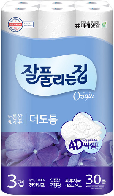 잘풀리는집 더도톰 천연펄프 3겹 고급롤화장지, 25m, 30개입, 1개
