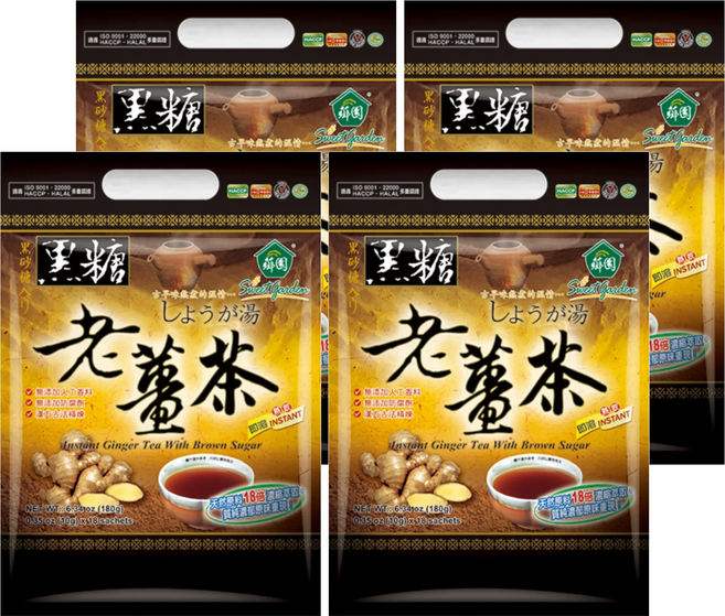 薌園 黑糖老薑茶, 10g, 18包, 4袋