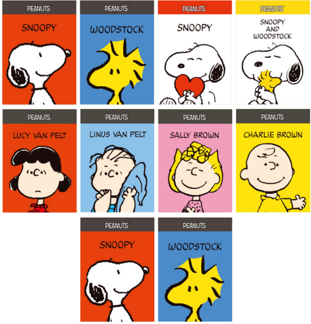 피너츠 스누피 메모지, 랜덤 발송, 90개입, 10개