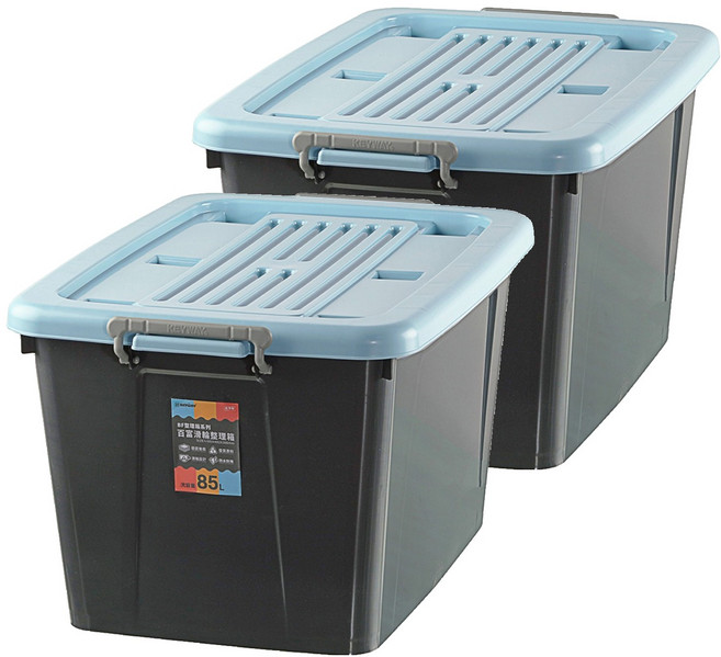 KEYWAY 聯府 百富滑輪整理箱 85L, 藍色, 2個