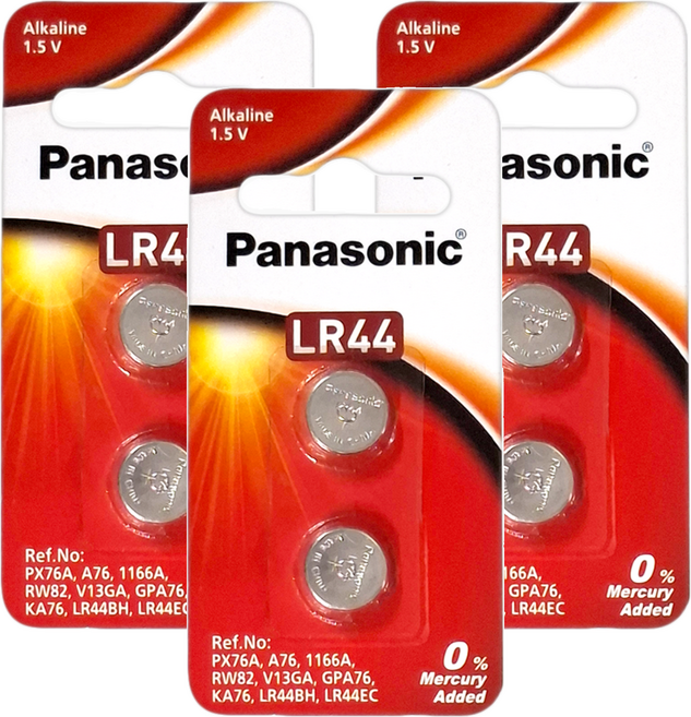 Panasonic 鹼性鈕扣電池 LR-44TW/2B, 2顆, 3組