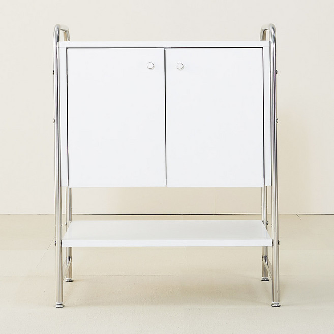 고래가구 오아 양문형 수납장 인테리어 하단선반형 방문설치, 화이트