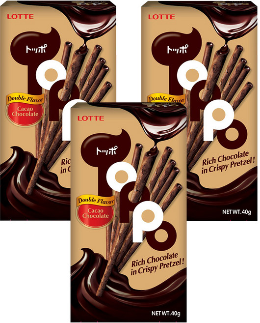 Toppo 夾心餅乾棒 濃厚巧克力口味, 40g, 3盒