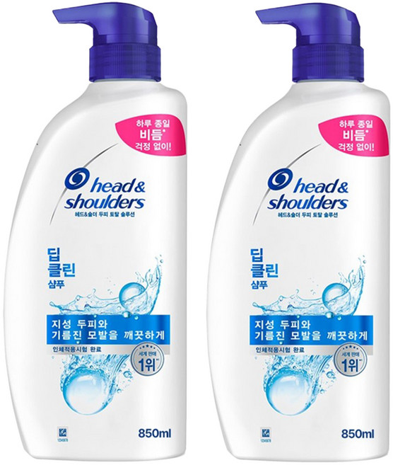 헤드앤숄더 두피 토탈 솔루션 샴푸 딥클린, 850ml, 2개
