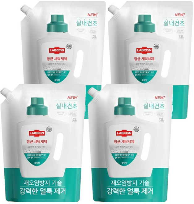 랩신 항균 세탁세제 솔잎향 리필, 1.2L, 4개