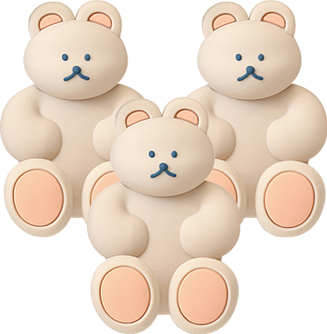 도낫도낫 실리콘 칫솔걸이, 밀크티, 3개