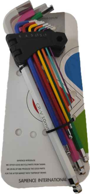 SAPIENCE 彩色內六角扳手組9in1 1.5/2/2.5/3/4/5/6/8/10mm 高碳鋼材質, 1組