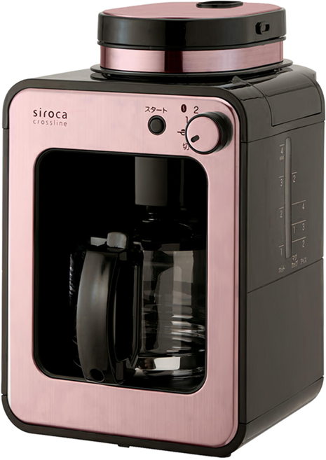 Siroca 自動研磨咖啡機 SC-A1210RP 咖啡豆/咖啡粉 兩種滴煮模式 自動悶蒸 30分鐘自動保溫 4杯份, 玫瑰金粉