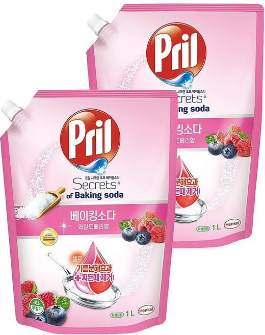 Pril 淨麗 小蘇打高效洗碗精補充包 莓果, 1L, 2包