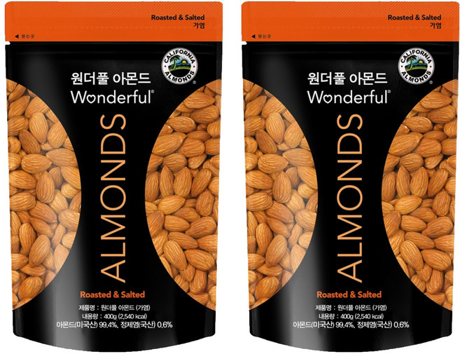 원더풀아몬드 가염, 400g, 2개