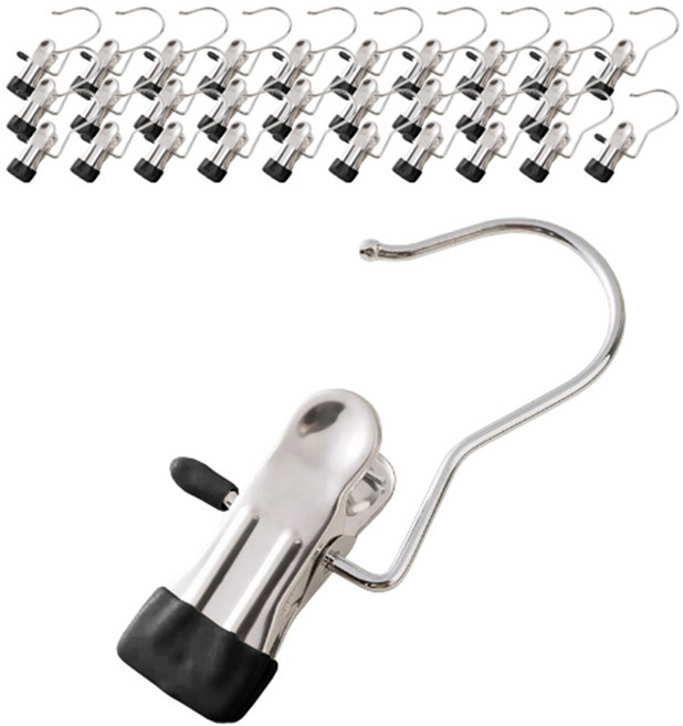 디오셀 다용도 논슬립 외집게걸이, 블랙, 30개