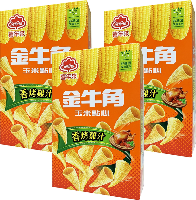 喜年來 金牛角 玉米點心 香烤雞汁風味, 35g, 3盒