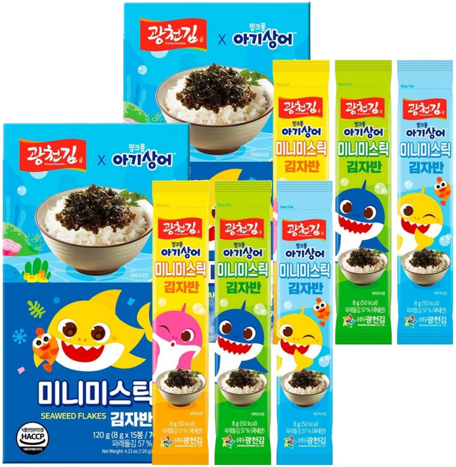 광천김 핑크퐁 미니미스틱 김자반 8g x 15p, 120g, 2개