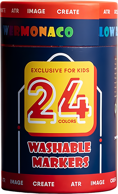 FLOWER MONACO 可水洗軟頭彩色筆, 24色, 1組