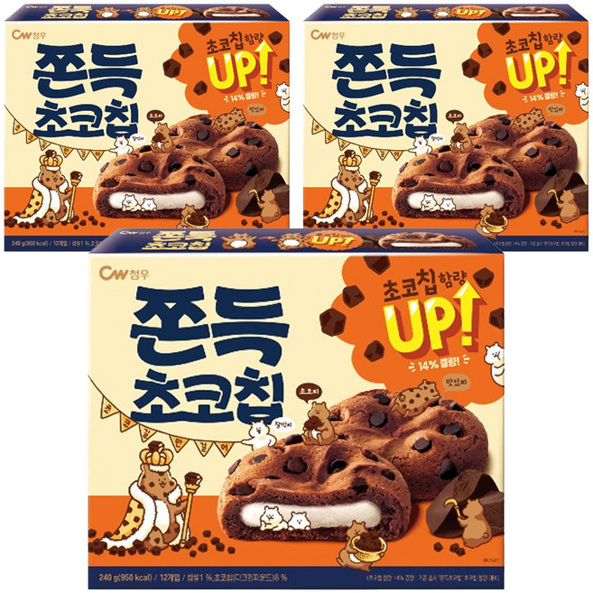 청우식품 쫀득초코칩, 240g, 3개