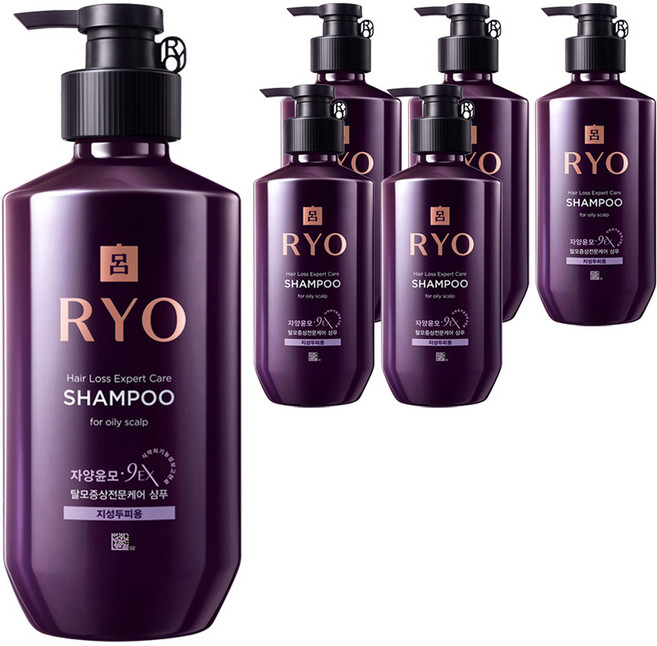 려 자양윤모 9EX 탈모증상전문케어 지성두피용 샴푸, 400ml, 6개