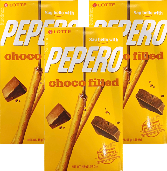 PEPERO 巧克夾心棒, 45g, 3盒