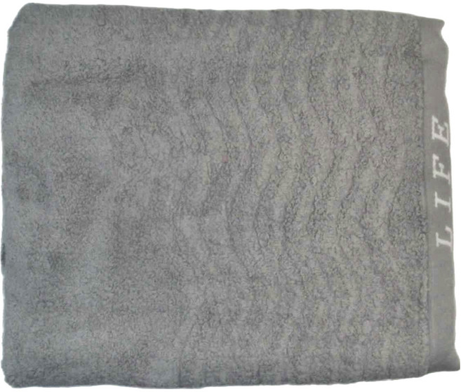 LIFE 來福牌 舒適風情波浪浴巾 71*132CM 530G 100%棉, 灰色, 1條