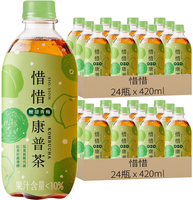 惜惜 康普茶 青梅氣泡, 420ml, 48瓶