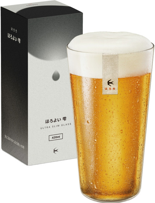 하로로 호로요이 시즈쿠 울트라 슬림 유리 맥주잔, 1개