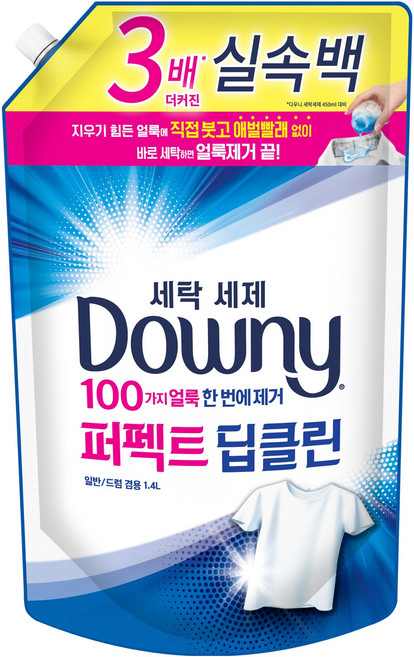 다우니 퍼펙트 딥클린 세탁세제 리필, 1.4L, 1개