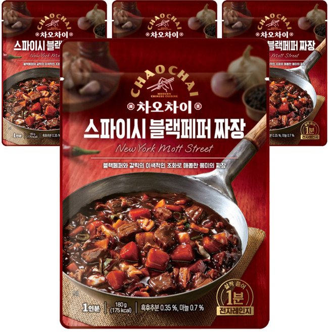 차오차이 스파이시 블랙페퍼 짜장, 180g, 4개