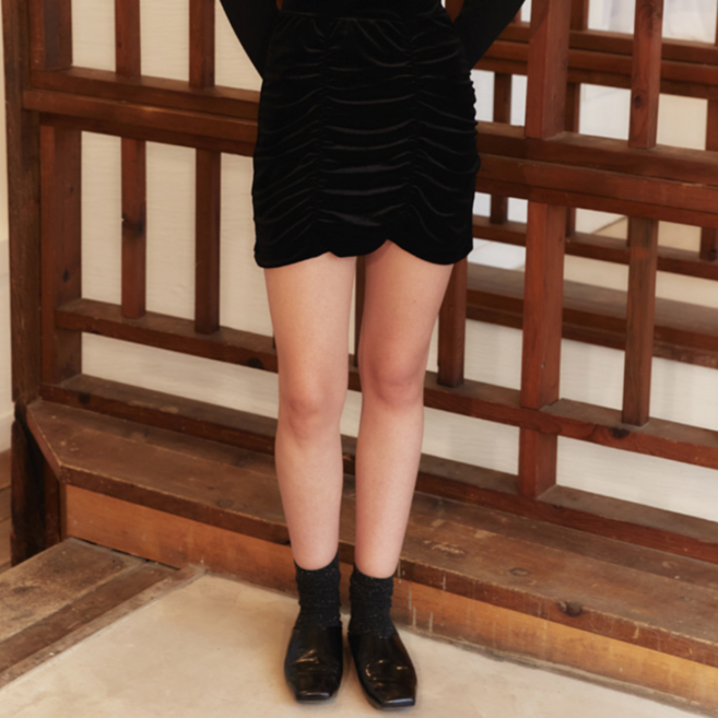 1159스튜디오 A3 VELVET SHIRRING 미니 스커트