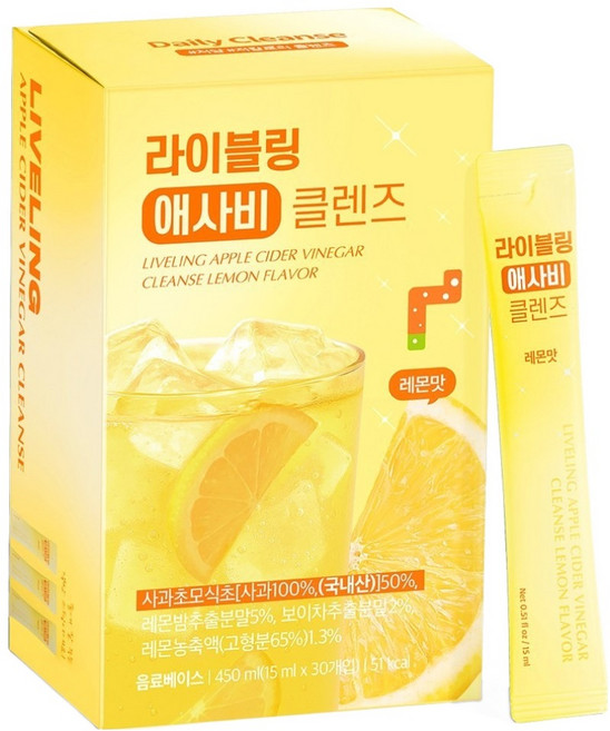 라이블링 애사비 클렌즈 레몬맛 30개입, 1개, 450ml