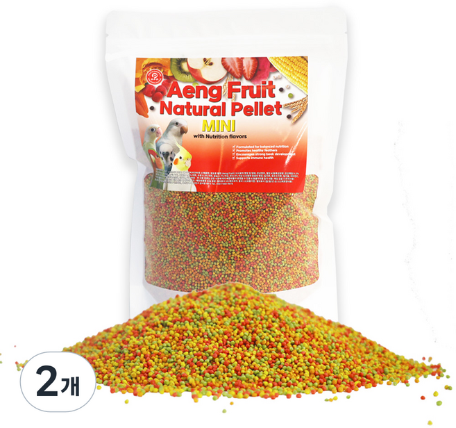 앵프룻 소형 앵무새 과일 펠렛 먹이, 500g, 2개